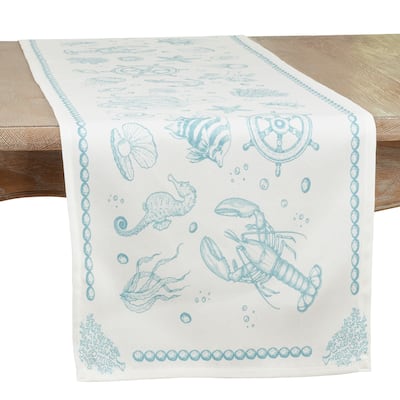 Sea Life Design Long Table Runner - 16"x72"