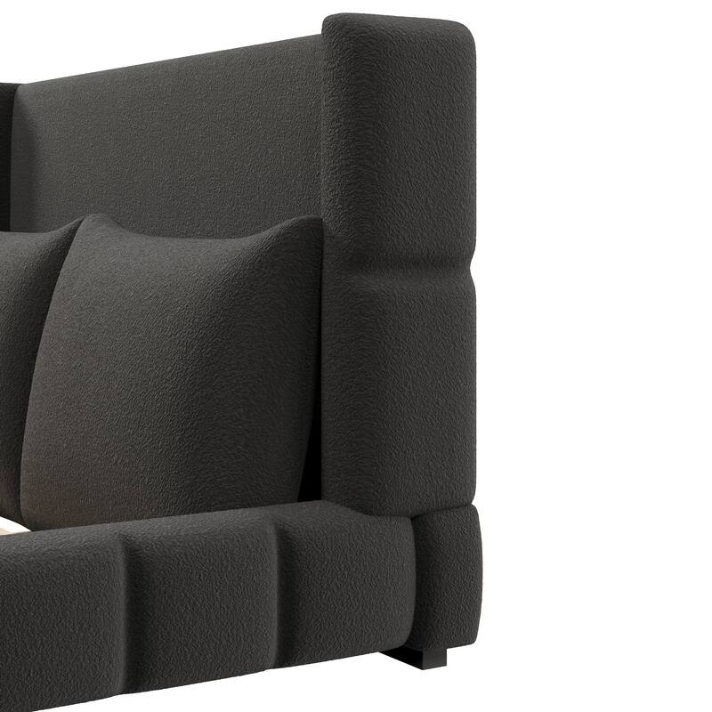 Upholstered Platform Bed with 2 Cushioned Pillows by Harper&Bright Designs