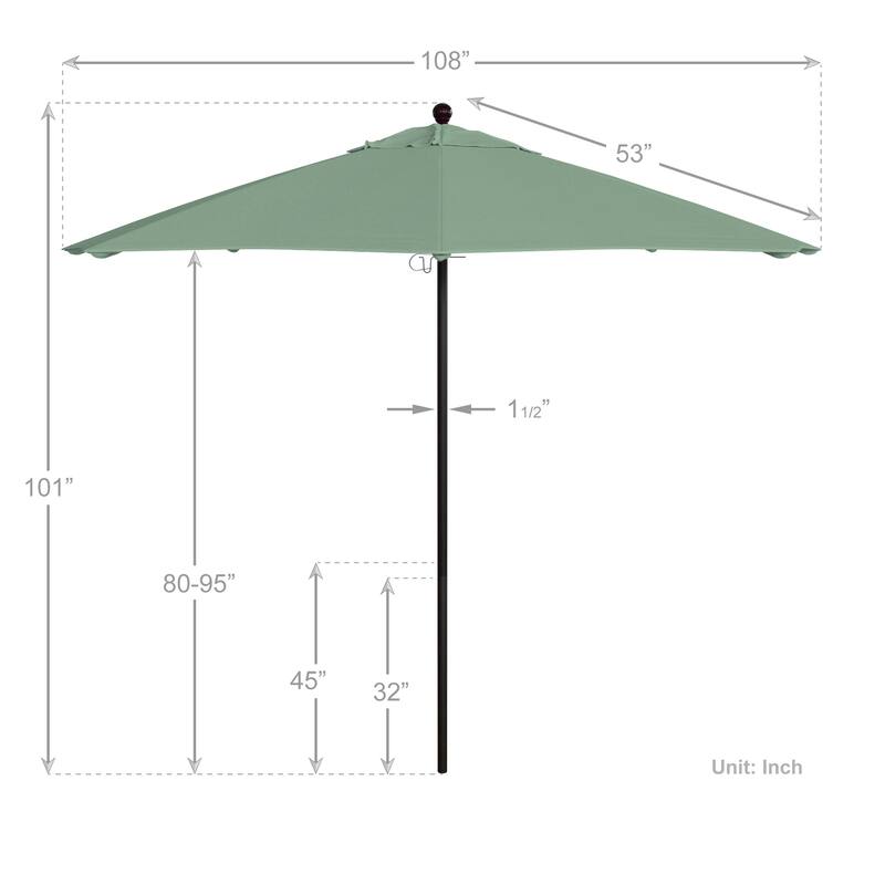 California Umbrella 9' Rd. Aluminum Frame, Fiberglass Rib Market Umbrella, Push Open, Bronze Finish, Pacifica Fabric