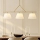 preview thumbnail 1 of 9, 61 in. 3-Light Transitional Brushed Gold Linear Chandelier with White Fabric Shades - 61.0 in. W x 15.7 in. D x 25.2 in. H 61.0 in. W x 15.7 in. D x 25.2 in. H - Painted Gold