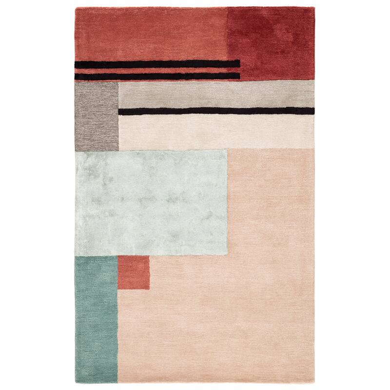 Volta Handmade Geometric Pink/ Red Area Rug - 5' x 8'
