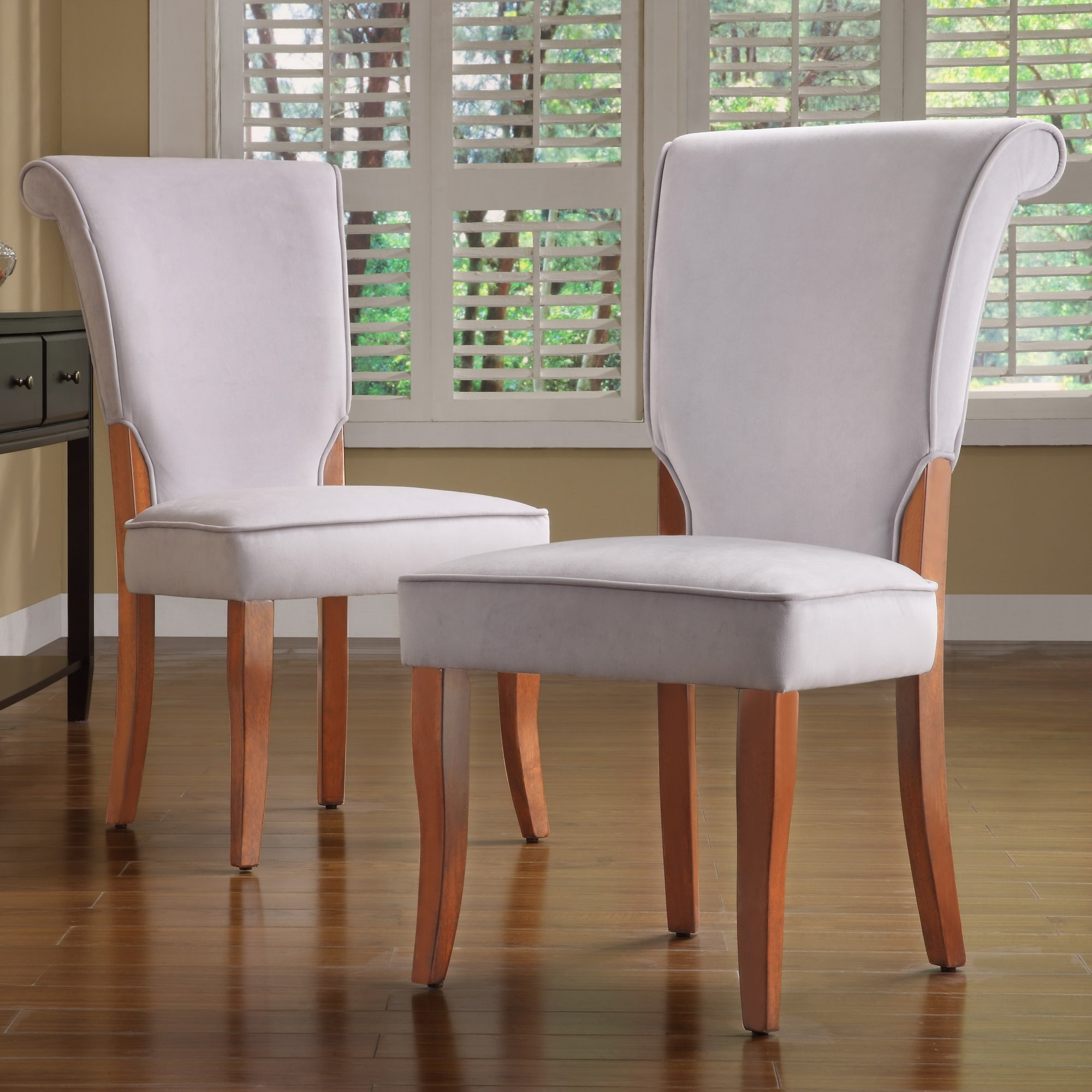 iNSPIRE Q Classic Andorra Grey Velvet Upholstered Dining Chair (Set of 2)