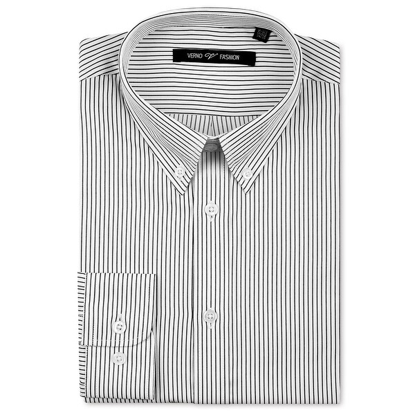 mens black and white striped dress shirt long sleeve