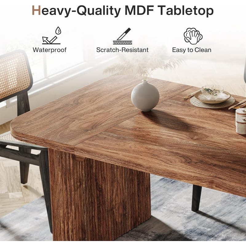 62-Inch Wood Dining Table for 4-6 People Modern Rectangular Kitchen Table for Dining Room Living Room