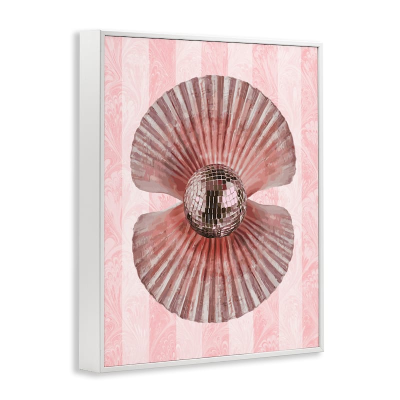 Stupell Disco Pearl in Clam Shell Framed Giclee Art Design By Lil' Rue