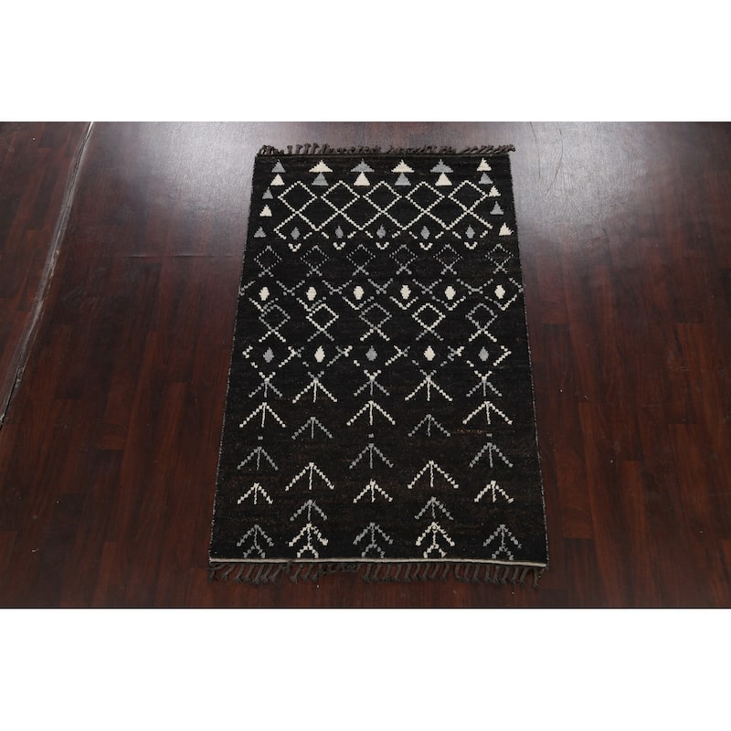 Vegetable Dye Modern Moroccan Berber Oriental Area Rug Wool Handmade - 4'6" x 6'11"