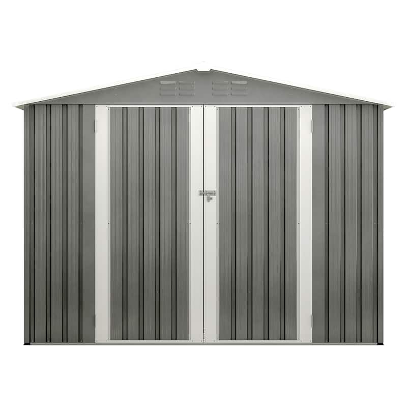 GDFStudio - Evelyn Spacious Outdoor Waterproof Tool Storage Shed with Durable Metal Frame