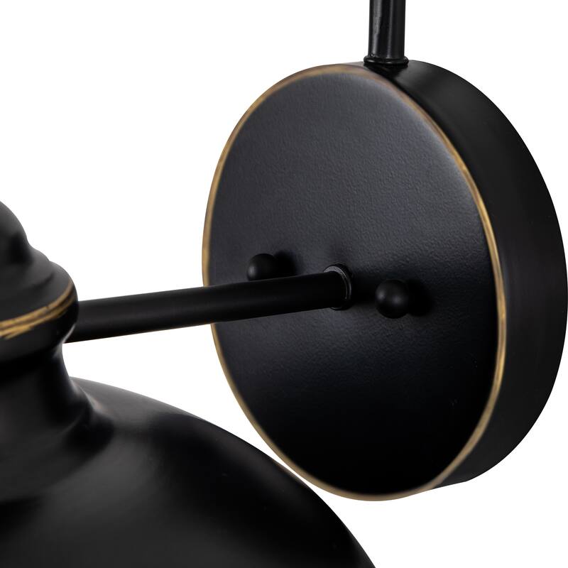 C Cattleya 1-Light Black Gooseneck Outdoor Barn Light with Gold Edges