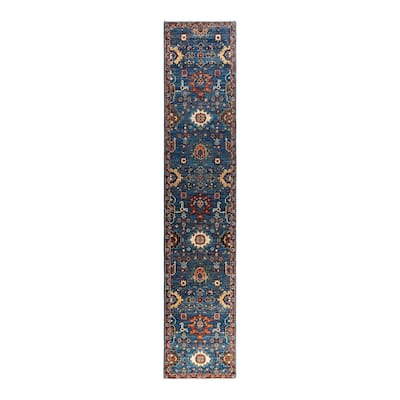 Serapi One-of-a-Kind Hand-Knotted Runner Rug - Blue, 2' 8" x 13' 8" - 2' 8" x 13' 8"