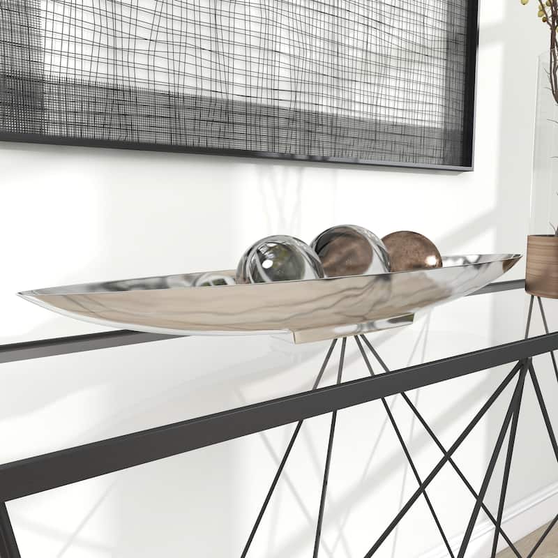 Aluminum Metal Living Room Decor Tray - Silver - Roche River Decor