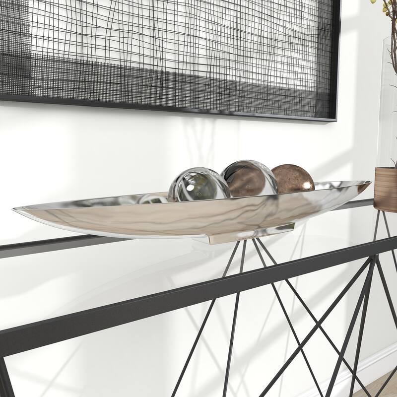 Silver Aluminum Metal Living Room Decor Tray