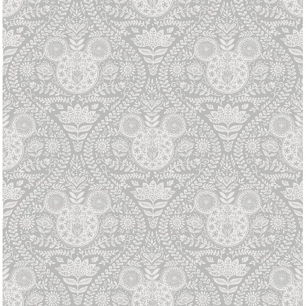 slide 2 of 9, Disney Mickey Mouse Grey Block Print Peel and Stick Wallpaper by RoomMates