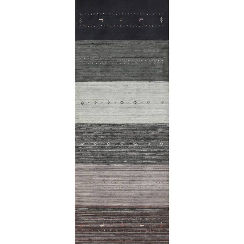 Animals Tribal Gabbeh Indian Runner Rug Handmade Wool Carpet - 3'4" x 10'2"