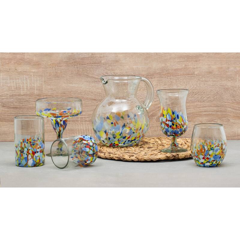 10 Strawberry Street Pueblo Handblown Mexican Glassware, Set of 4