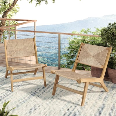 Christopher Knight Home-Mark Acacia Wicker Patio Lounge Chair Set of 2