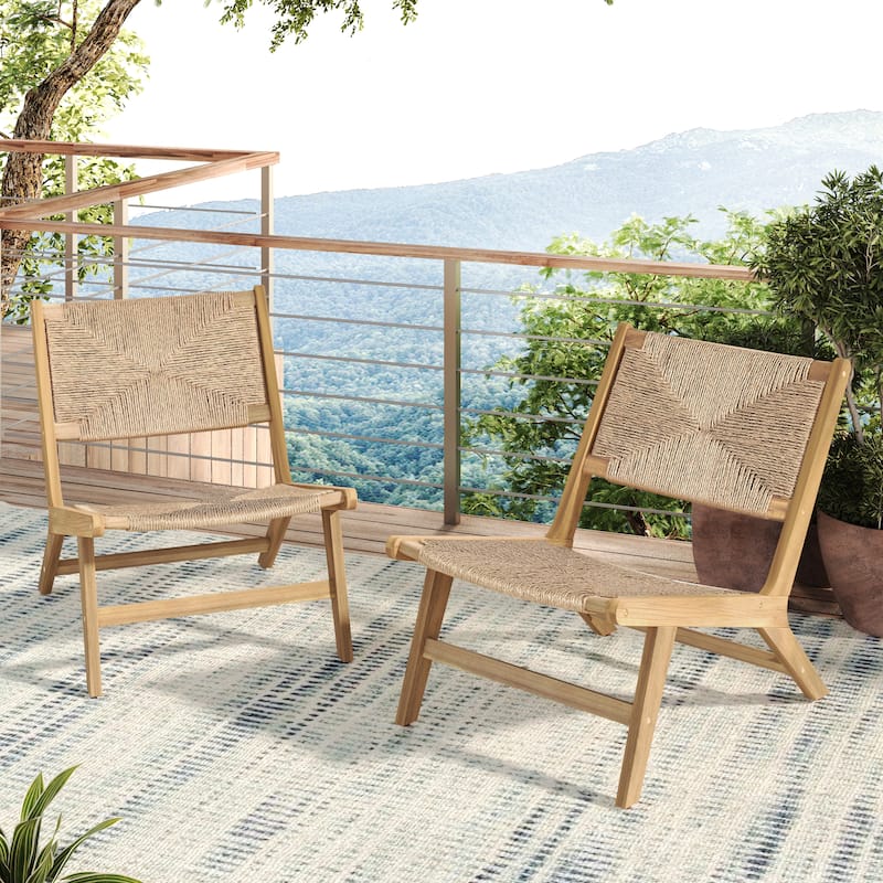 Wicker Chairs Armchair Set of 2 with Wood Frame, Patio Chairs Reading Chair Accent Chair Leisure Chair