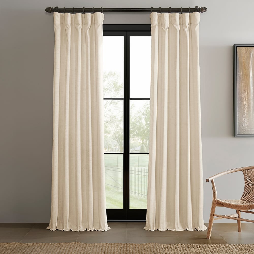 Exclusive Fabrics Raw Linen Weave Light Filtering Curtains for Bedroom & Living Room Curtains Pair - 2 Panel Drapes