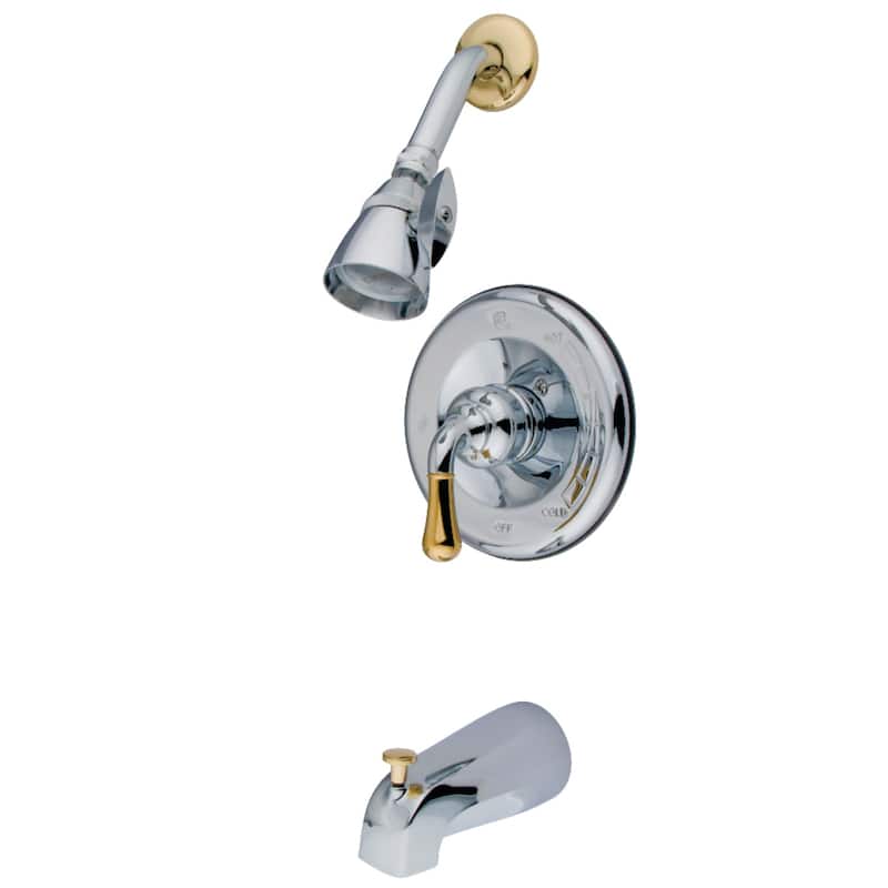 Kingston Brass Magellan Single-Handle Pressure Balanced Tub and Shower Faucet, Trim Only - Polished Chrome/Polished Brass