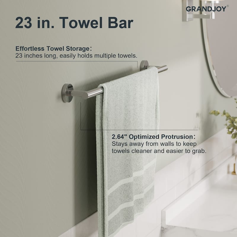 GRANDJOY 4-Piece Bath Towel Bar Rack Towel Holder Stainless Steel Hardware Set