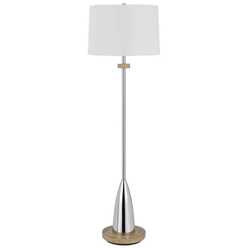 61" Chrome Floor Lamp with White Square Shade and Dimmable E26 Socket for Living Room or Office - 61"H x 17.75"W x 17.75"D