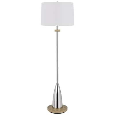 61" Chrome Floor Lamp with White Square Shade and Dimmable E26 Socket for Living Room or Office - 61"H x 17.75"W x 17.75"D