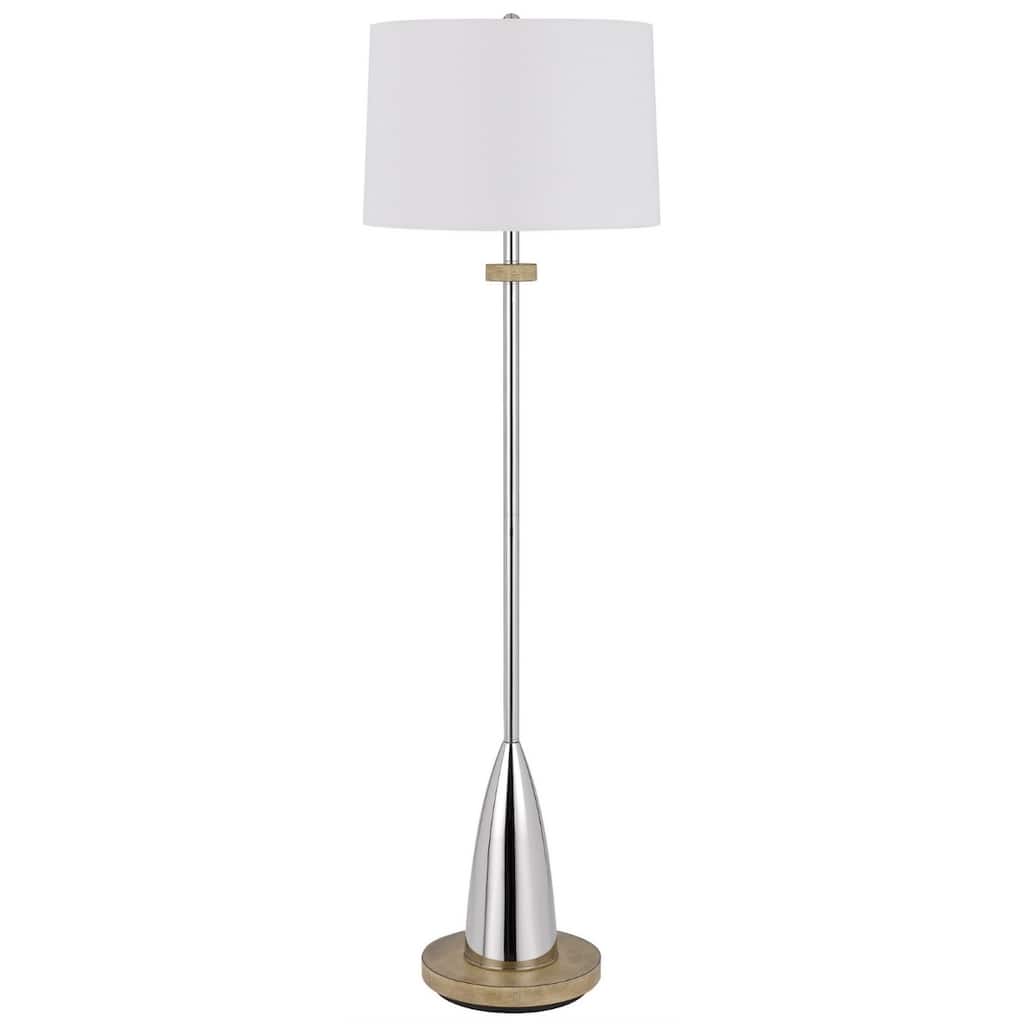 61" Chrome Floor Lamp with White Square Shade and Dimmable E26 Socket for Living Room or Office - 61"H x 17.75"W x 17.75"D