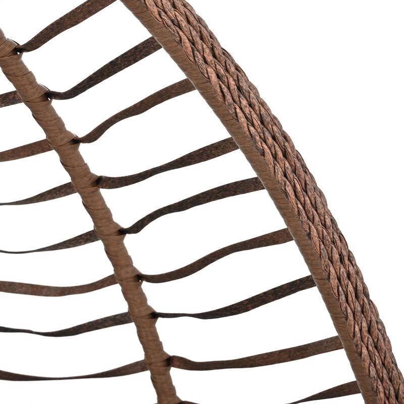 Foldable Rattan Hanging Hammock Chair with Stand and Plush Cushion for Indoor and Outdoor