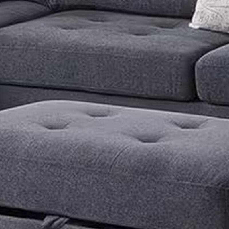 Cato 3 Piece L Shape Sectional Sofa Set with Ottoman, 2 Pillows, Charcoal
