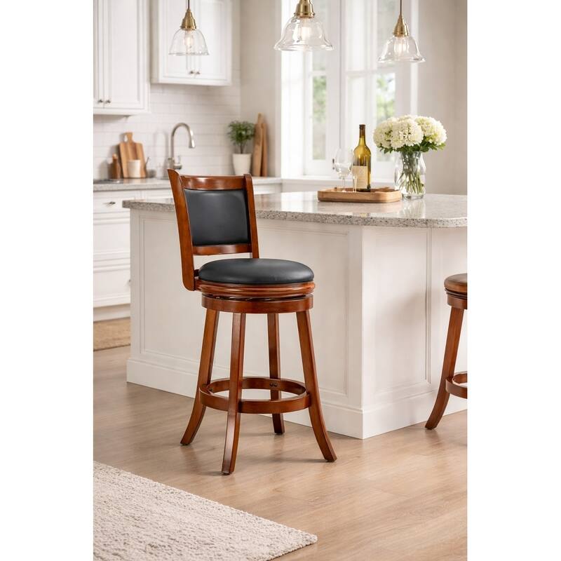 Augusta Wood Upholstered Swivel Counter Barstool - Cherry
