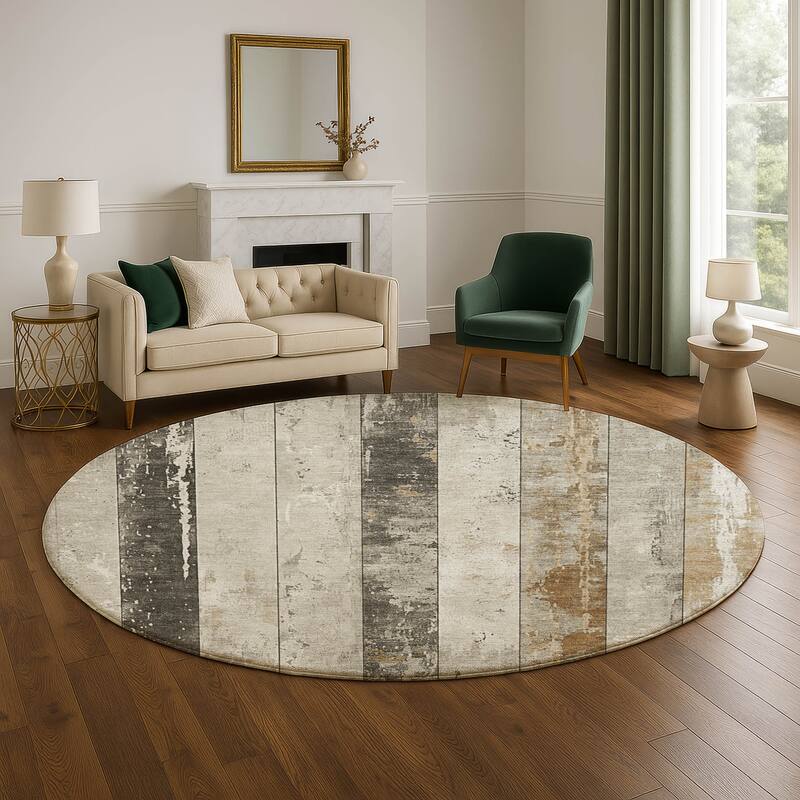 Premium Washable Super Soft Modern Stripe Mayfield Rug - Beige - 8' x 8'