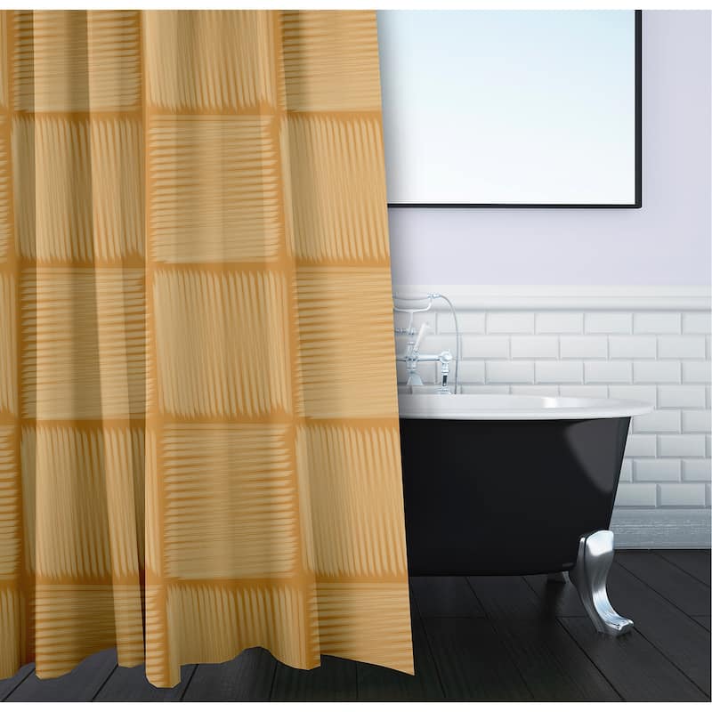 Basketweave Geometric Print Shower Curtain (71 x 74)