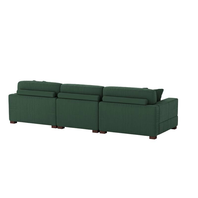 Ella 82" W/ 118" W Corduroy Modular Sectional Sofa with Ottoman