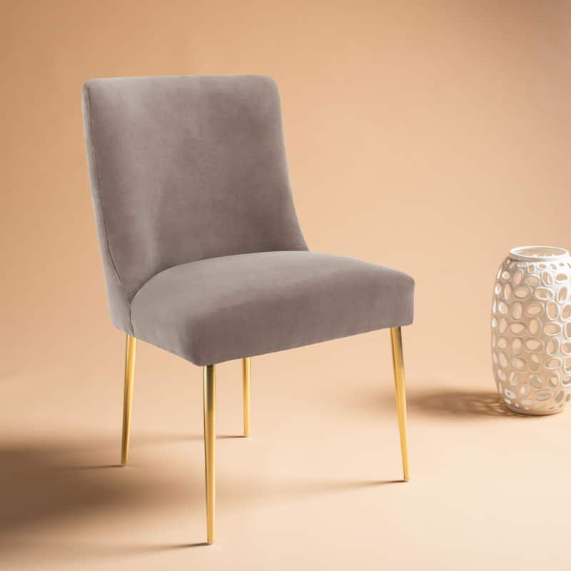 SAFAVIEH Couture Melonie Velvet Accent Chair - Mustard / Brass - 28"x23"x35.3" - 28" W x 23" D x 35" H - 28Wx23Dx35H