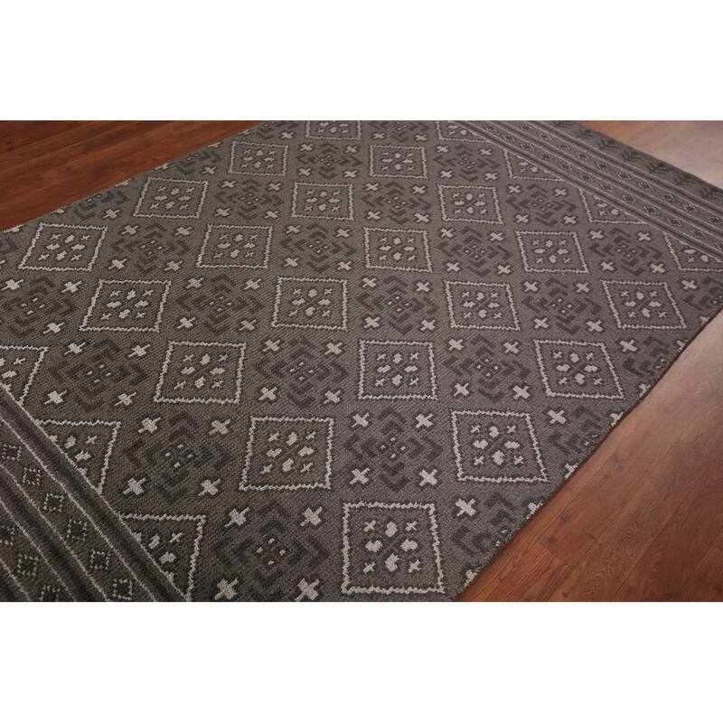 Geometric Trellis Moroccan Oriental Area Rug Hand-Knotted Wool Carpet - 5'1" x 7'11"