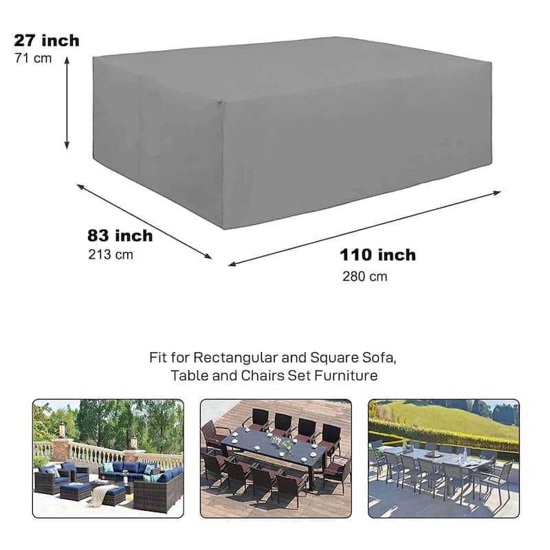 Patio Furniture Covers Rectangular Outdoor Table Cover Waterproof - 110"x84"x28"