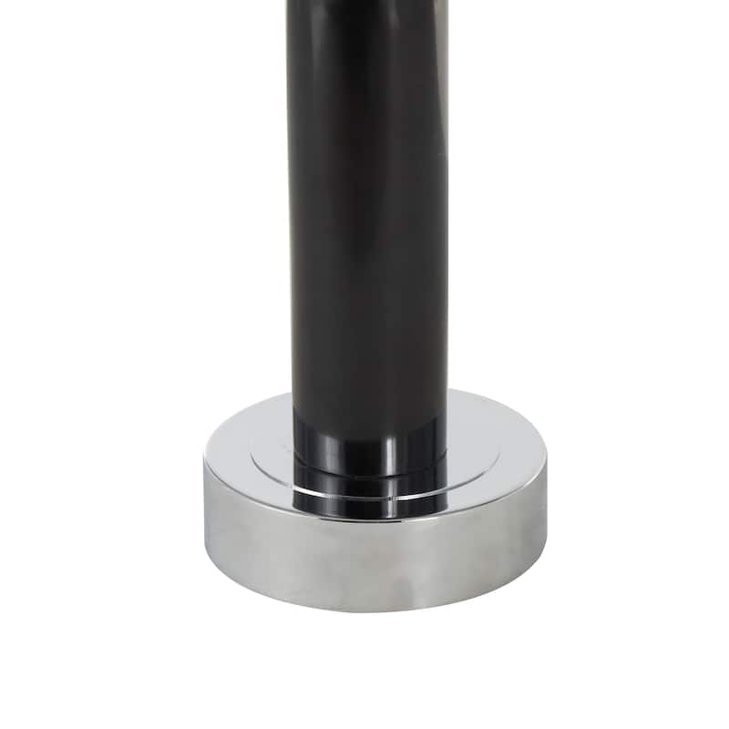 Marble Round Accent Table with Gold Metal Rod and Base - White or Black - Roche River Decor