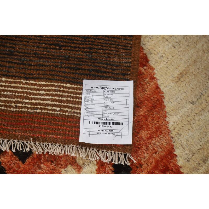 Moroccan Oriental Area Rug Handmade Bedroom Wool Carpet - 8'6" x 9'11"