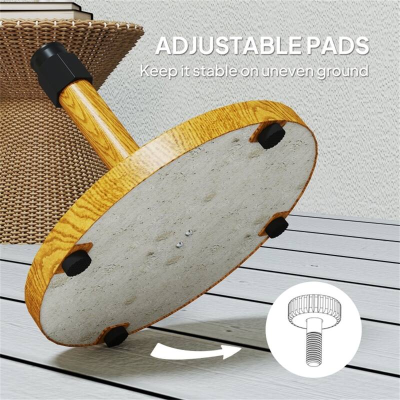 Outsunny Concrete-Filled Metal Umbrella Base, Distressed Yellow, Adjustable Pads, Supports Poles - Φ18.9" x 17.3" H