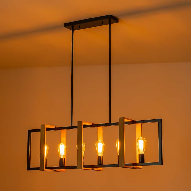 Black or Gold Farmhouse Rustic Kitchen Island Pendant Chandelier for Dining Room