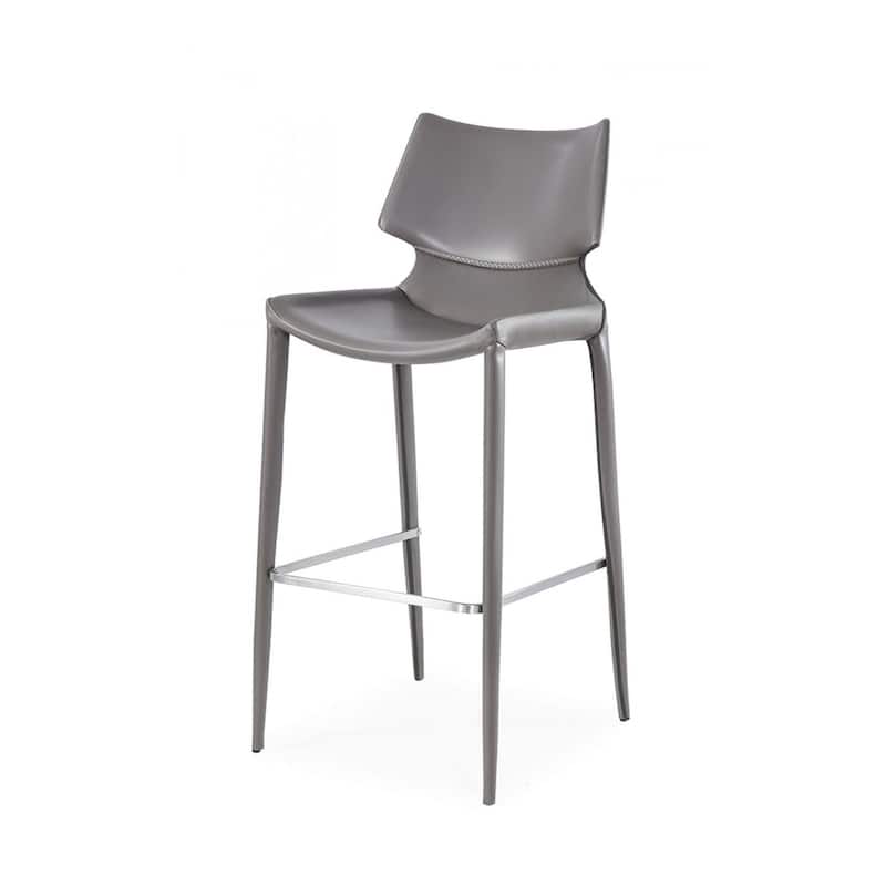 Modrest Hayes Modern Grey Eco-Leather Bar Stool (Set of 2)