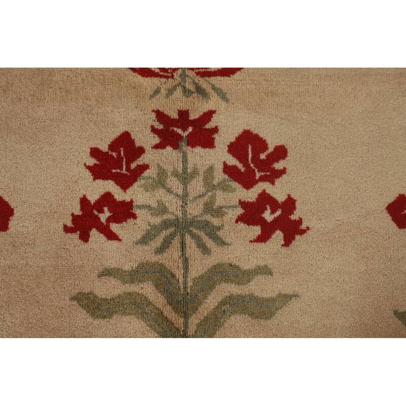 All-Over Aubusson Oriental Area Rug Handmade Wool Carpet - 9'2"x 11'10"