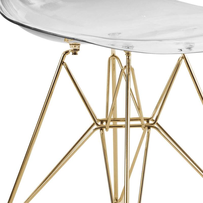 Bristol 5-Piece Dining Set 35" Round Table and 4 Plastic Chairs with Gold Base