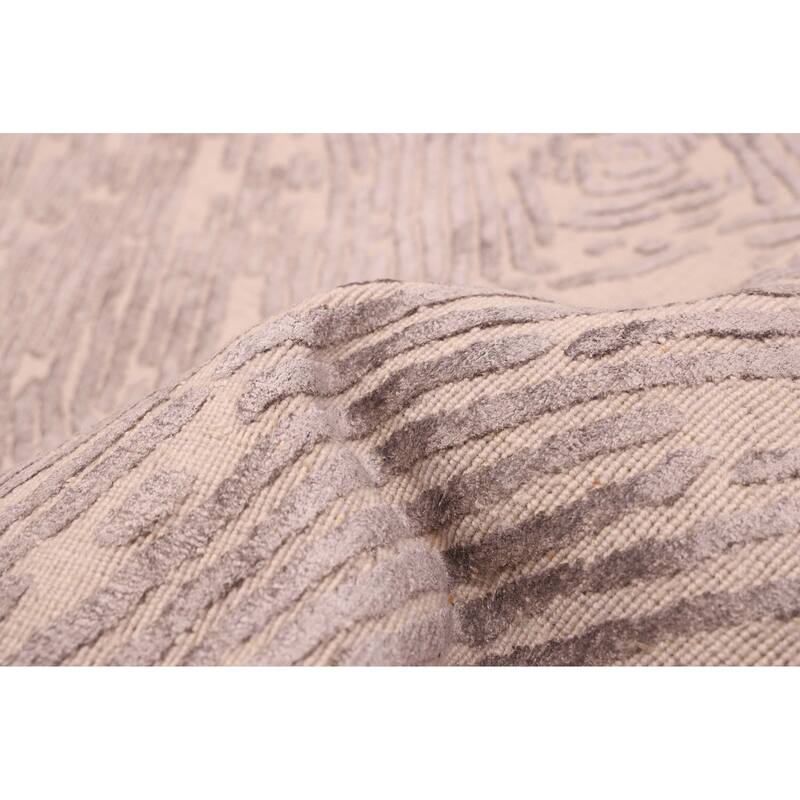 ECARPETGALLERY Hand Loomed Elysian Grey Viscose, Wool Rug - 6'8 x 10'0