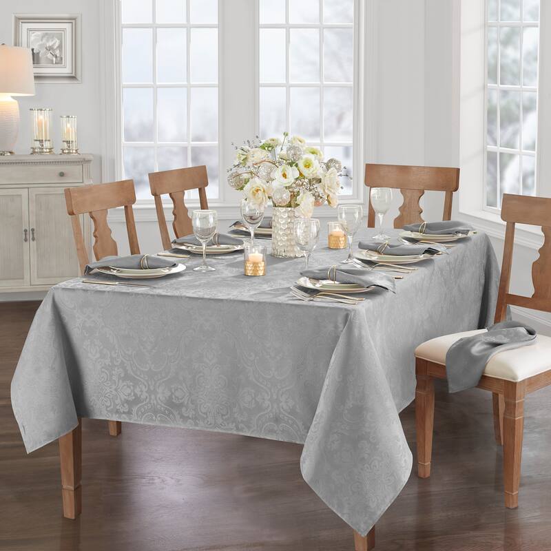 Caiden Elegance Damask Tablecloth - 52"x52" - Silver