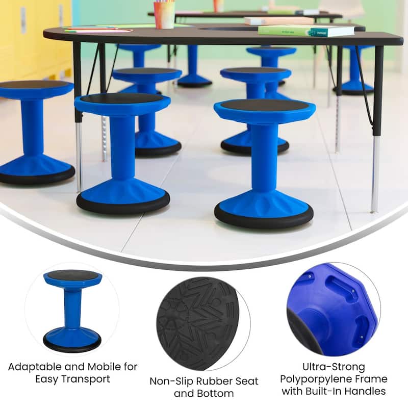 Commercial Fixed Height Collaborative Wobble Stool - 12.75"W x 12.75"D x 16"H