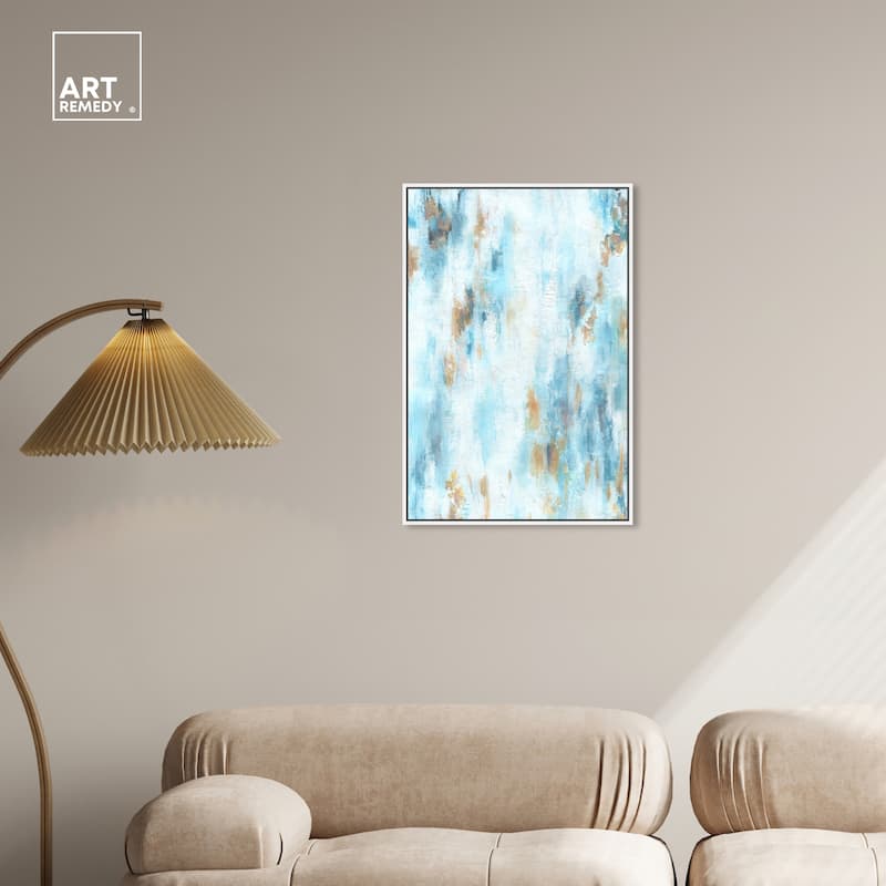 Art Remedy Textured Shades Framed Blue Abstract 1 Piece Canvas Wall Art
