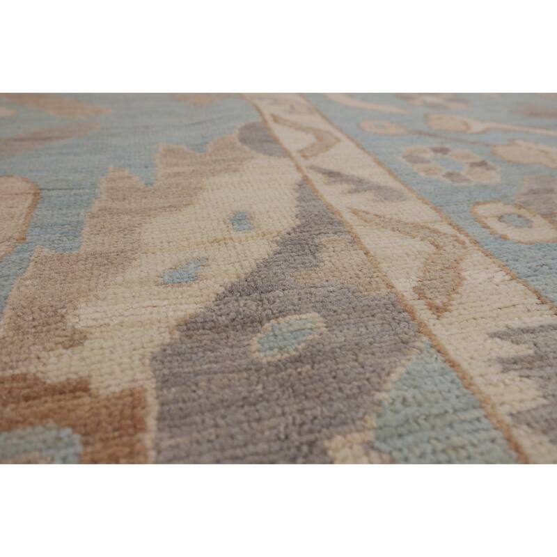 Light Blue Oushak Vegetable Dye Rug Hand-Knotted Wool Carpet - 8'1"x 10'1"