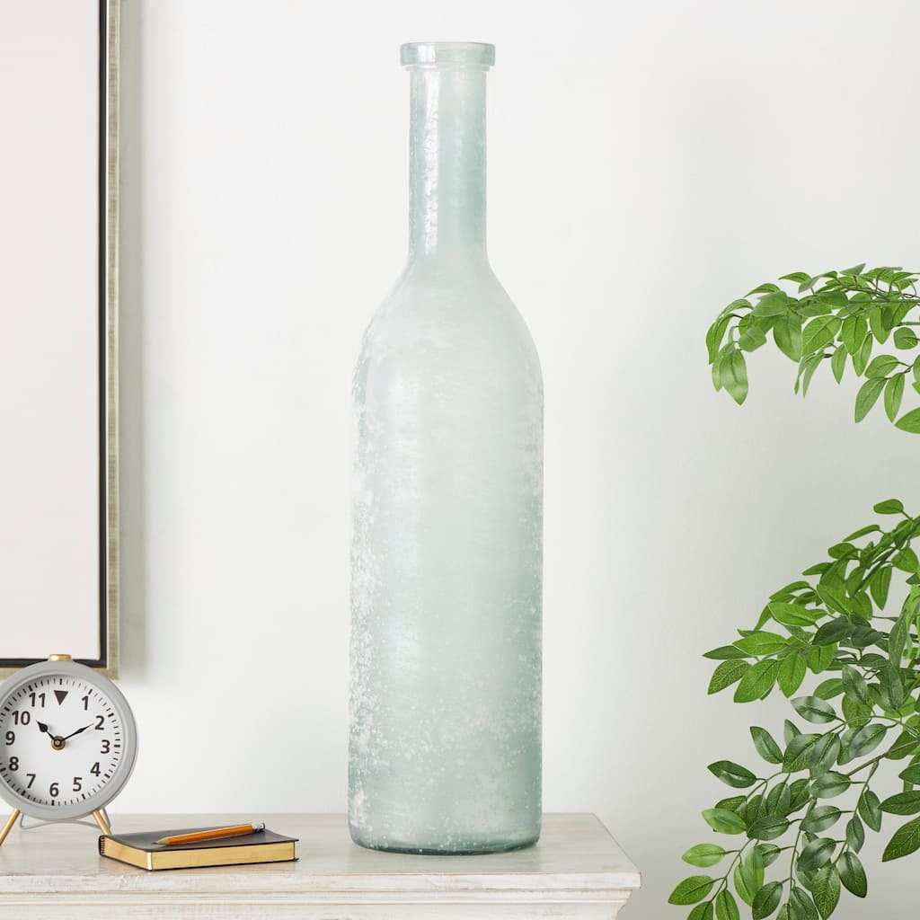 Clear Recycled Glass Handmade Frosted Spanish Bottle Decorative Vase
