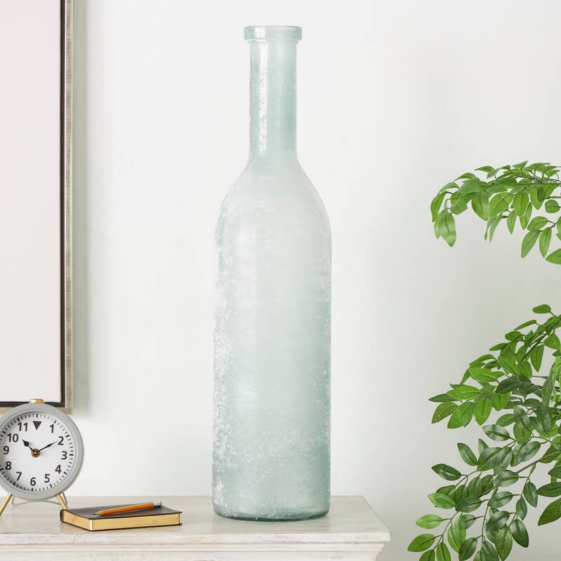 Clear Recycled Glass Handmade Frosted Spanish Bottle Decorative Vase - Clear