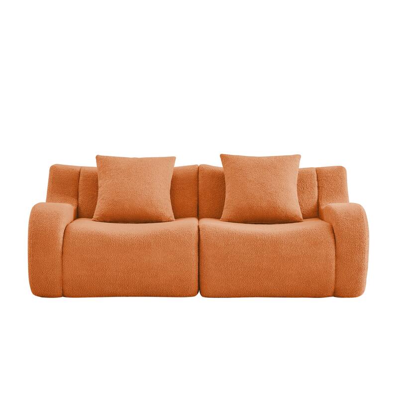 Sectional Sofa with Curved Armrests, 2-Seater Chaise Lounge Sofa Chair, Loveseat Sofa with Plush Cushions